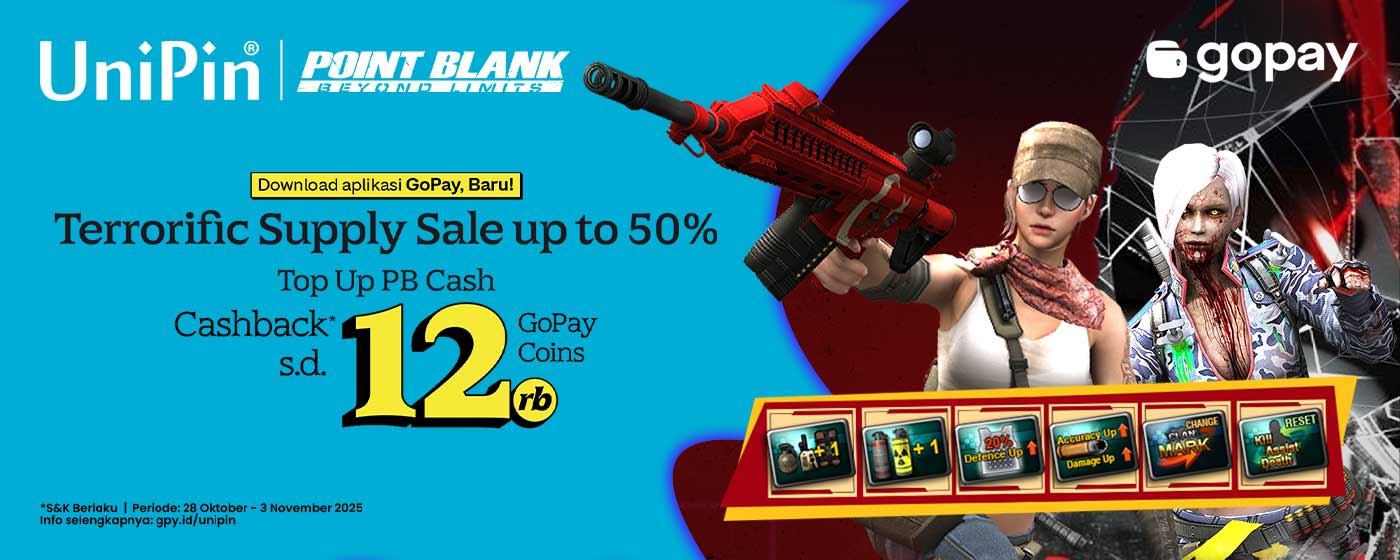 Terrorific Supply Sale up to 50% di Point Blank! Top Up Pakai GoPay, Ekstra Cashback s.d. 12Rb GoPay Coins!